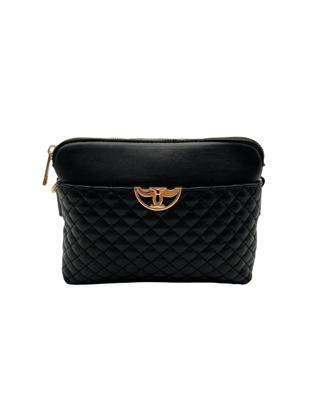 Like Dreams Black Quilted Faux Leather Crossbody Bag
